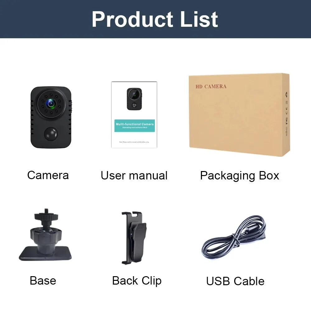 Mini Camera 1080P Full HD Smart WiFi Pocket Camcorder Black