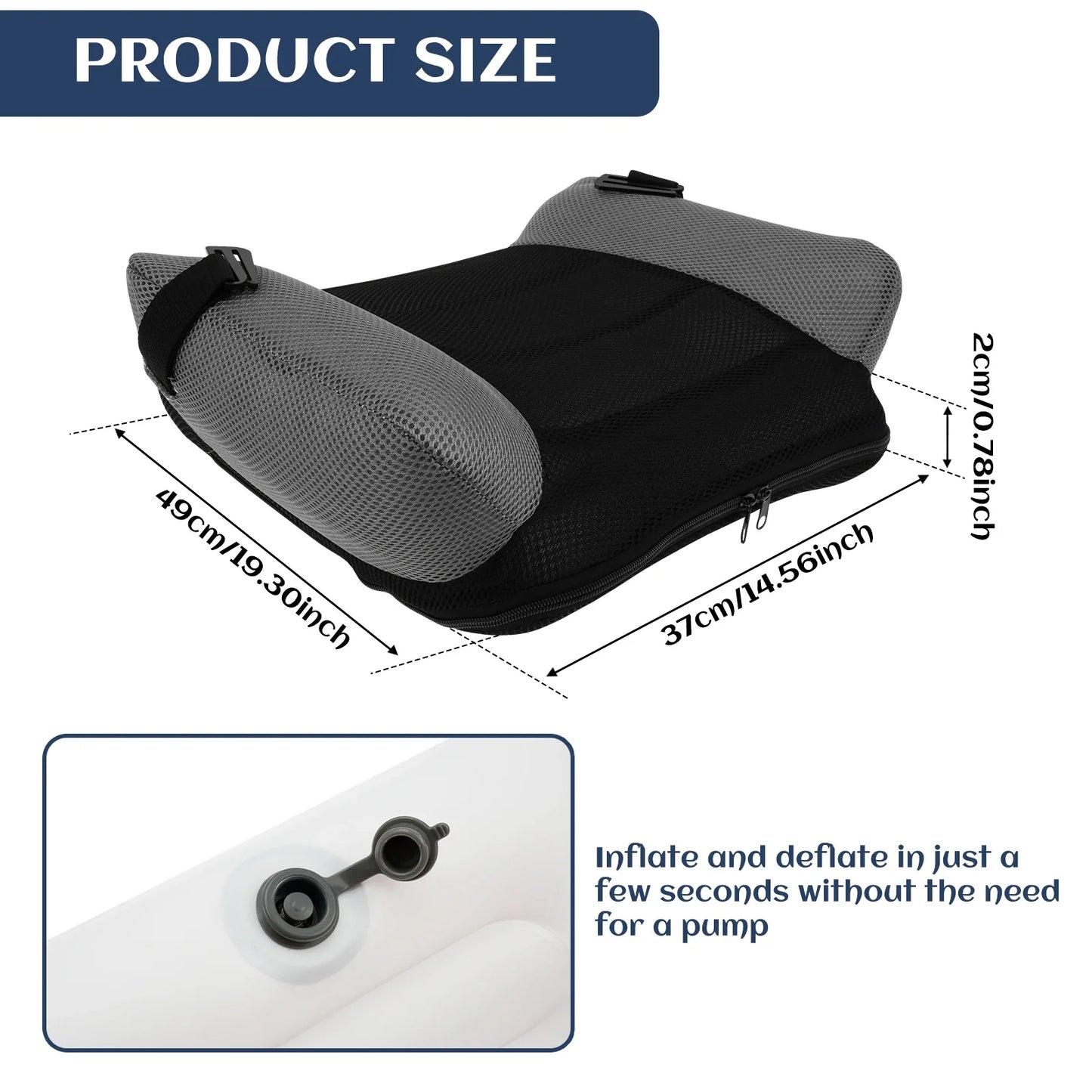 Inflatable Portable Car Booster Seat Cushion for Kids Toddlers Black