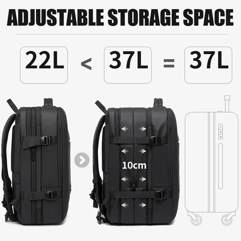 Expandable Travel Backpack Black