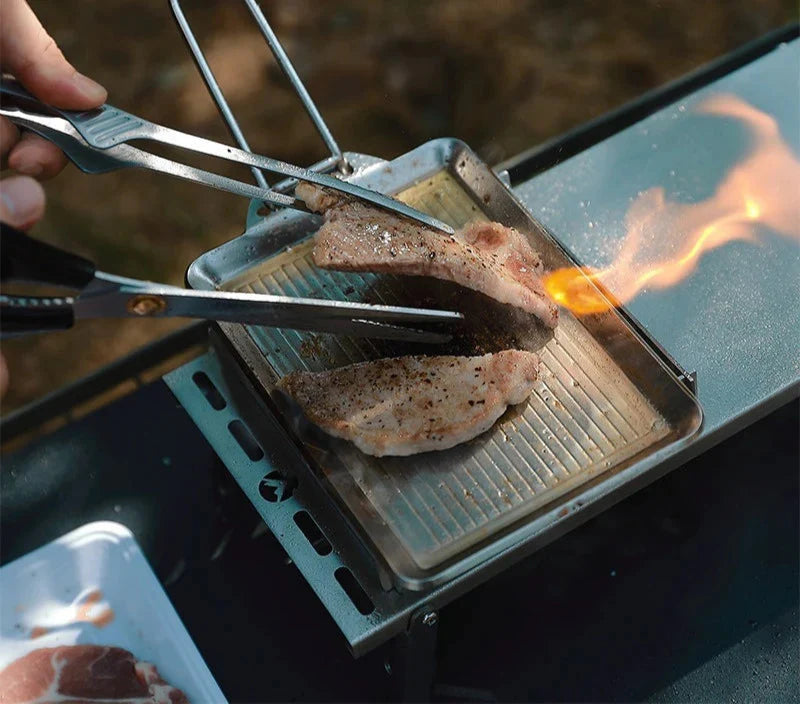 Portable Thickened Camping Frying Pan Silver