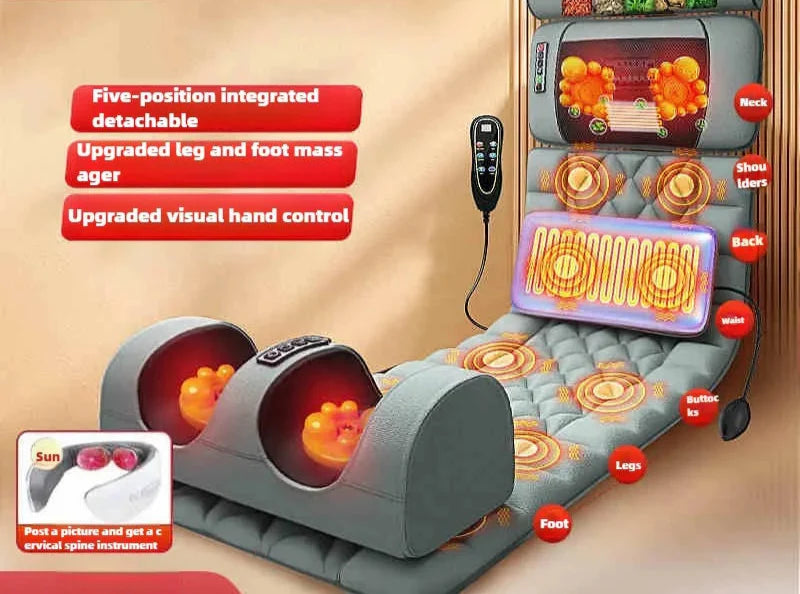 Electric Full Body Massage Mattress with Heat, Airbag, and Kneading Grey