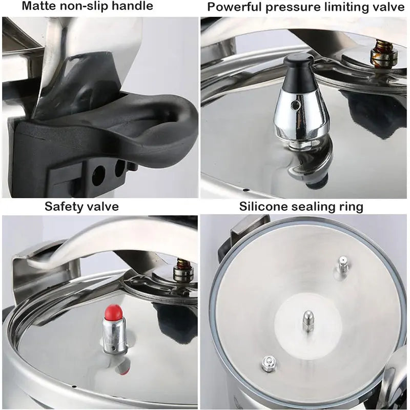 7L Heavy-Duty Aluminum Pressure Cooker Explosion-Proof Design Silver