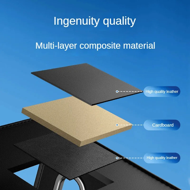 PU Leather Car Trunk Organizer Folding & Collapsible Cargo Storage Box Black