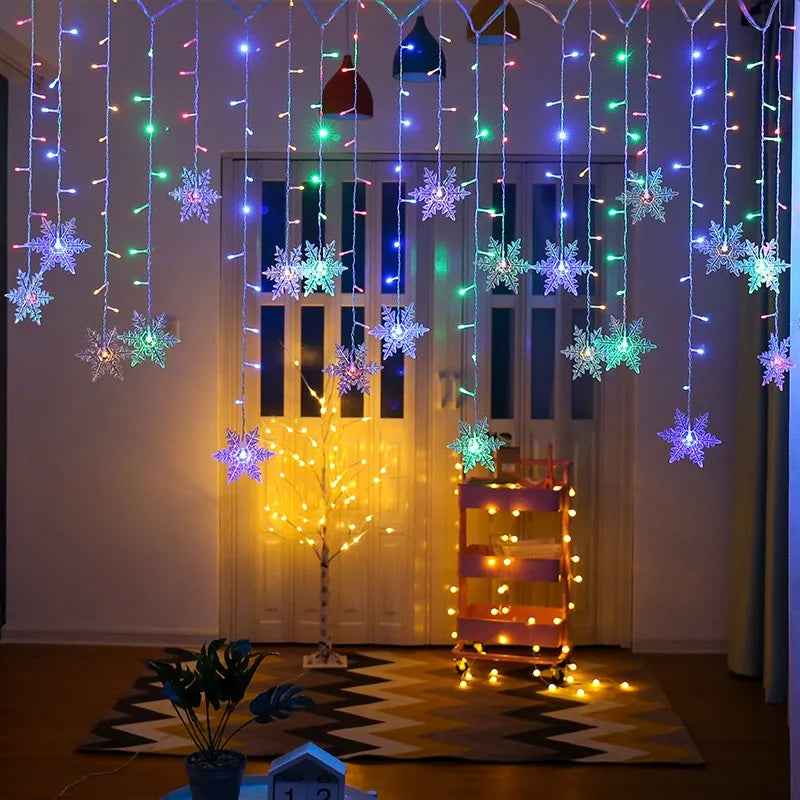 Sparkling Snowflake LED Curtain Lights