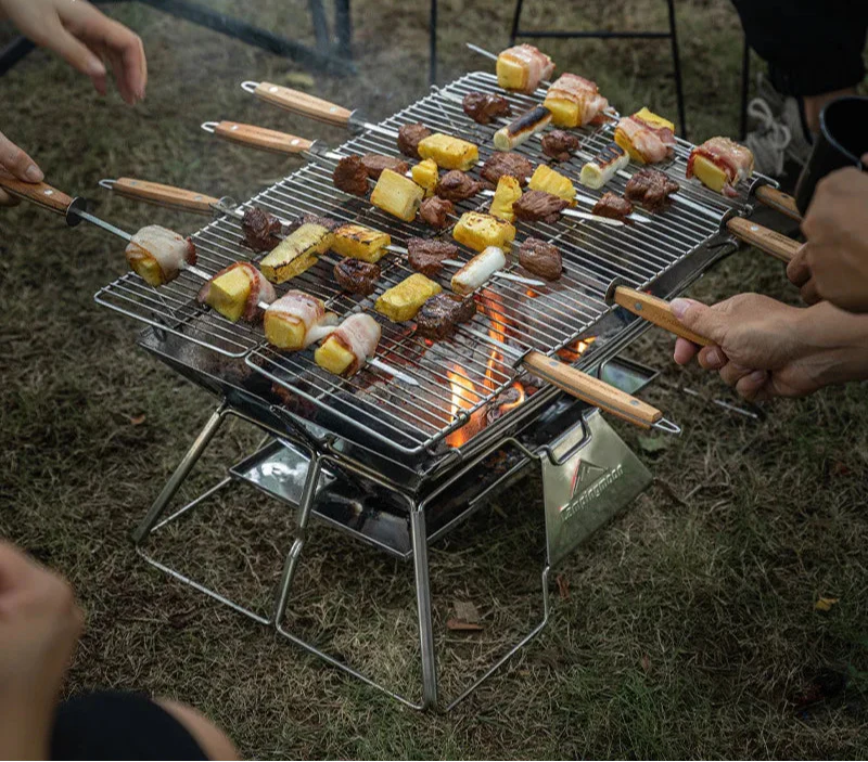 Folding Portable Barbecue Grill Camping Silver