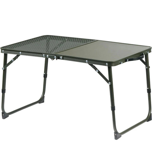 Adjustable Camping Table with Dual Surface Panels Green