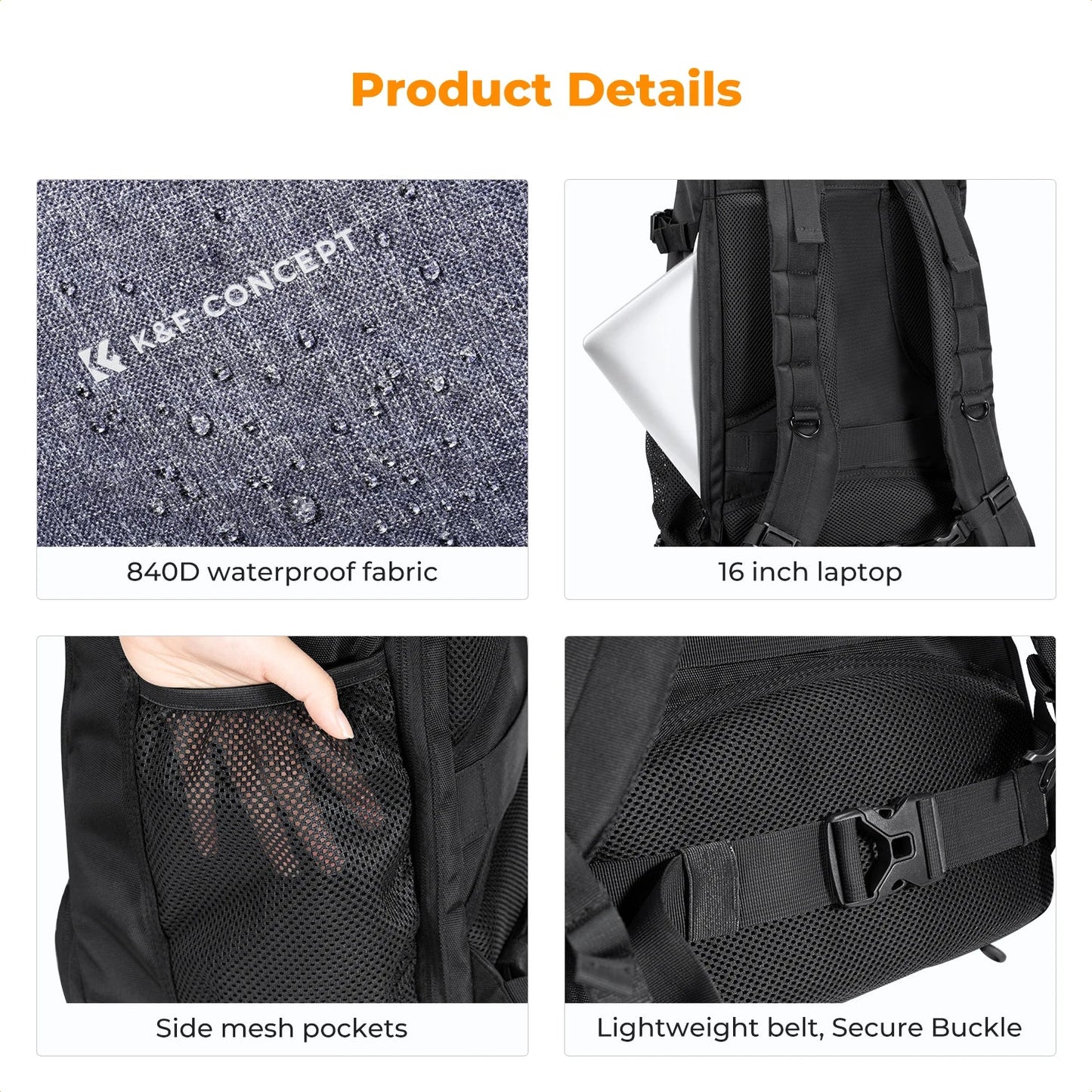 Camera Backpack with Tripod Strap Outdoor Black