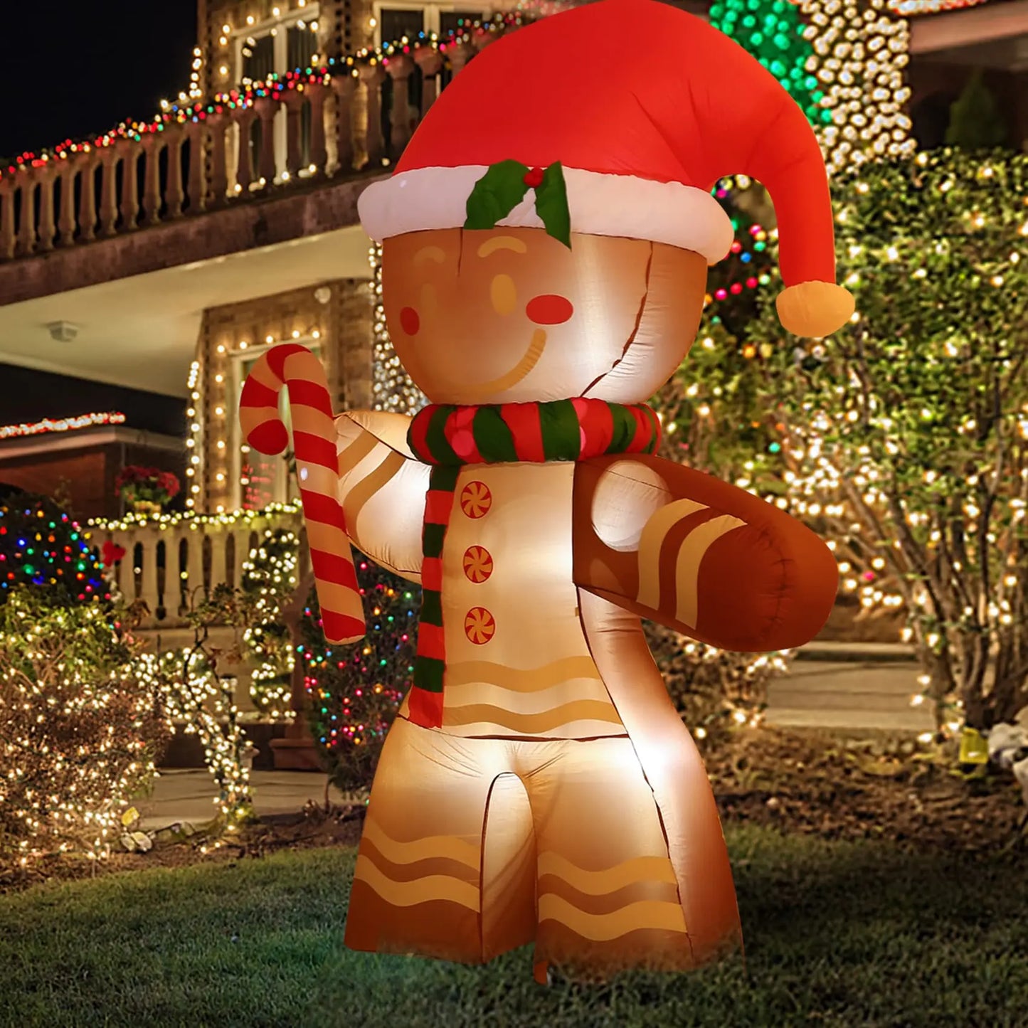 2.2m LED-Lit Gingerbread Man Inflatable