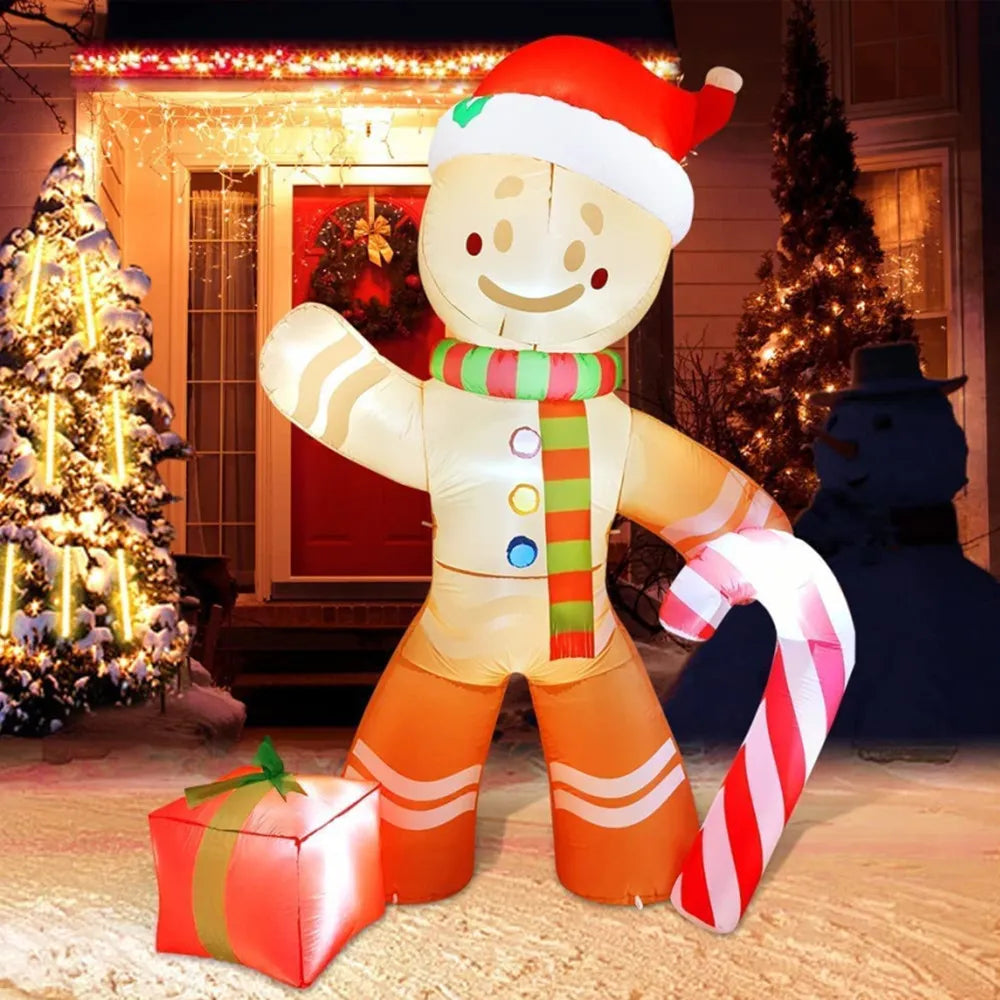 2.4M Christmas Inflatable Gingerbread Man with LED Decorations