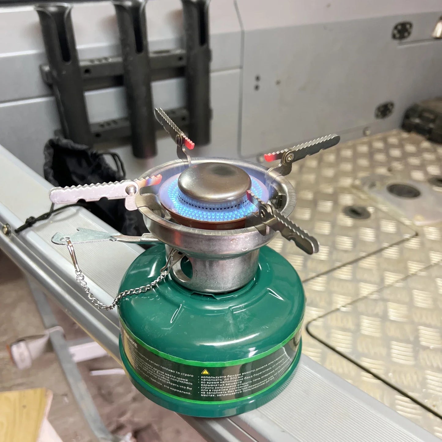 Camping Gasoline Stove with Silencer Green