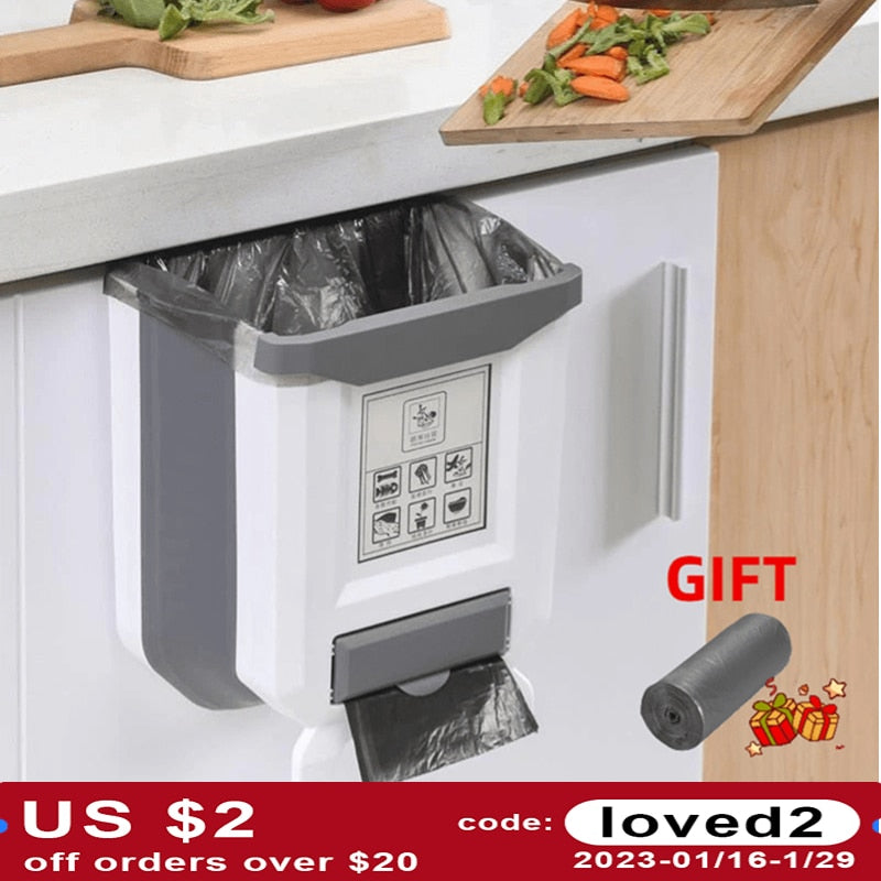 Foldable kitchen Trash Bin