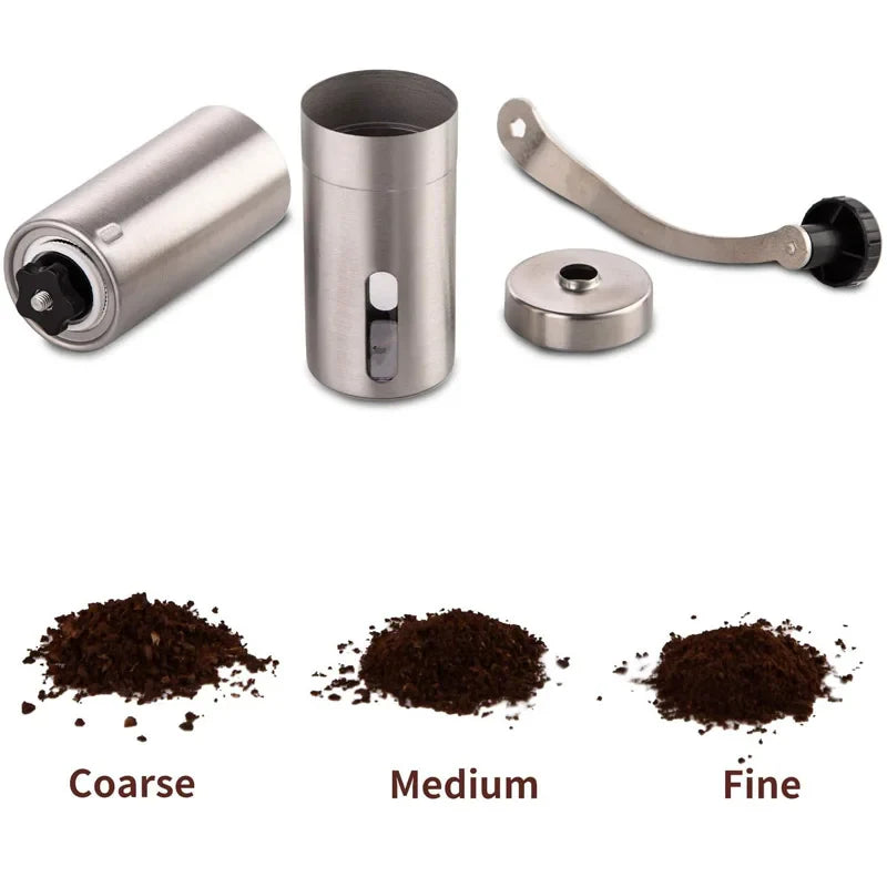 Manual Coffee Grinder Stainless Steel Hand Crank Conical Burr Grinder Silver