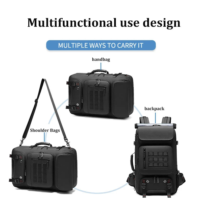 50L Travel Backpack Anti-Theft Design Black