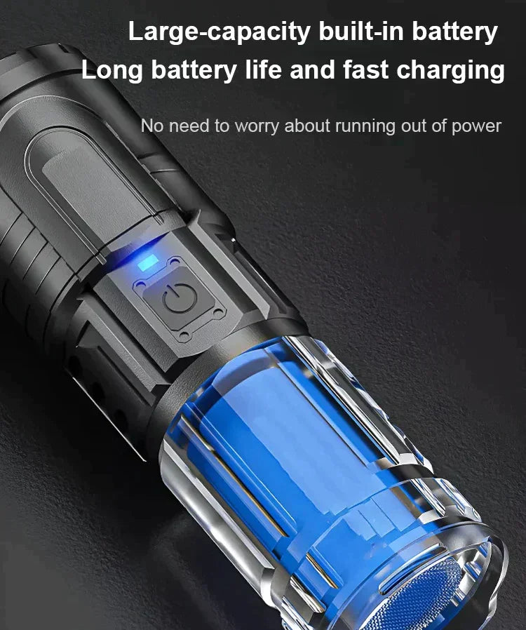 LED White Laser Telescopic Zoom Flashlight