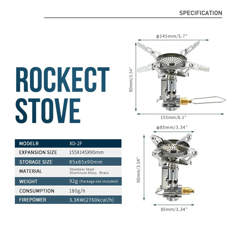 Adjustable Mini Camping Gas Stove  Split-Type Burner Silver
