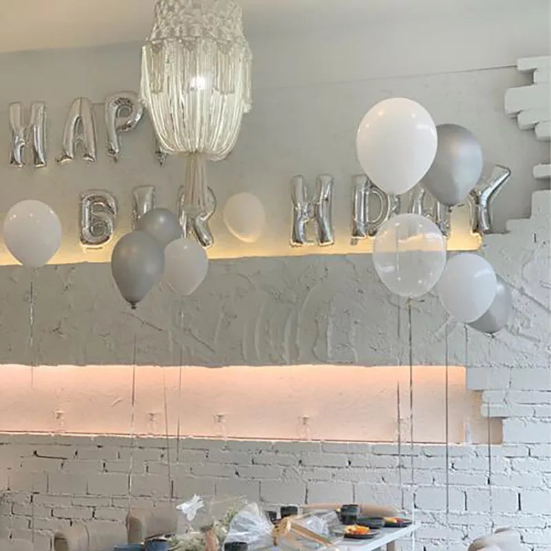 63-Piece Silver White Bride To Be Balloon Set: Bridal Bachelor Party Decorations