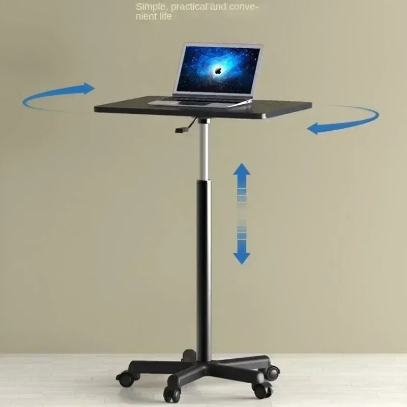 Adjustable Height Movable Laptop Desk with Pulley - Versatile Bedside & Office Table