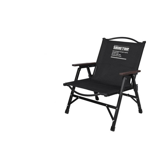 Outdoor Folding Chair Kermit-Style with Oak Armrests Black