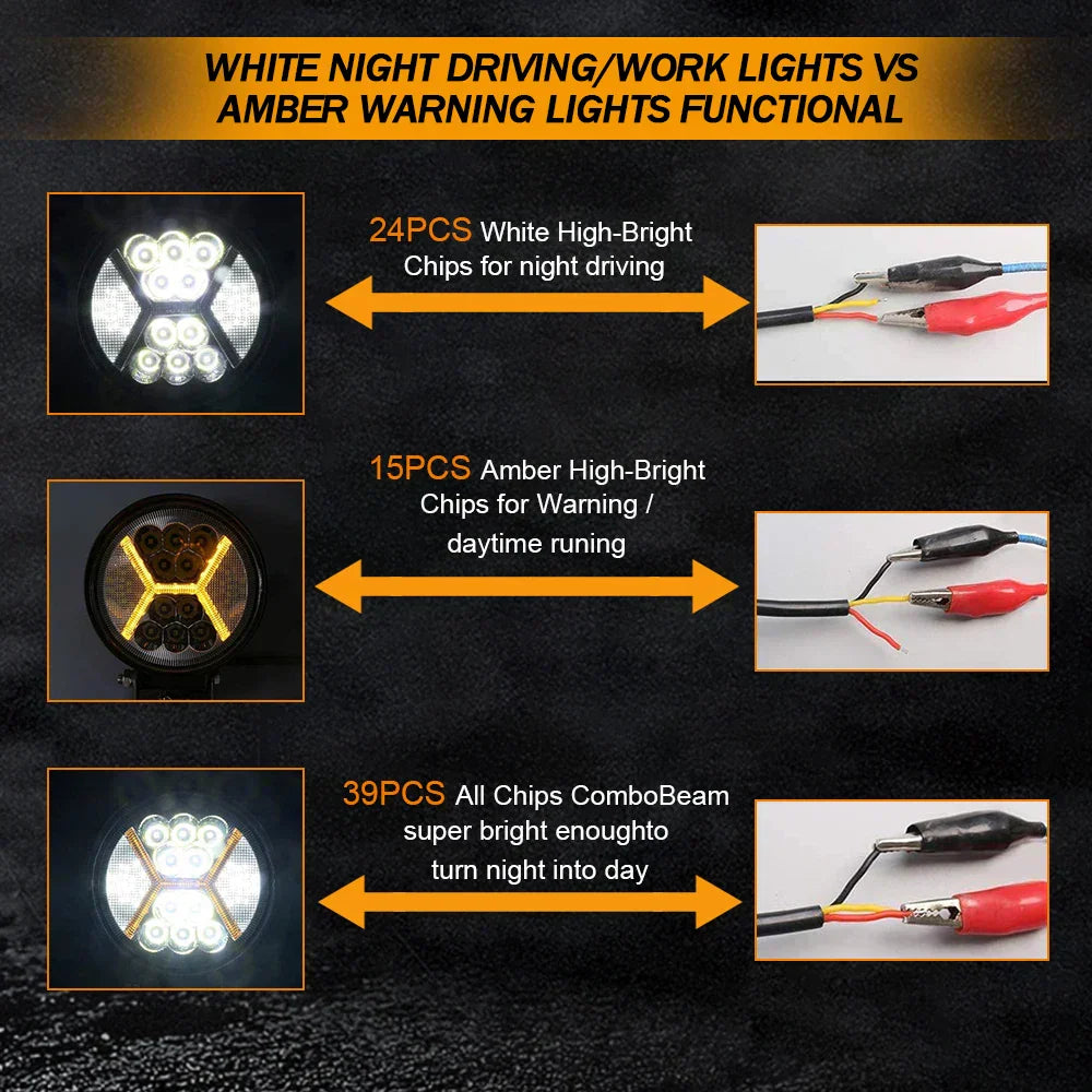 Round LED Work Light 4-Inch Spot Flood Beam