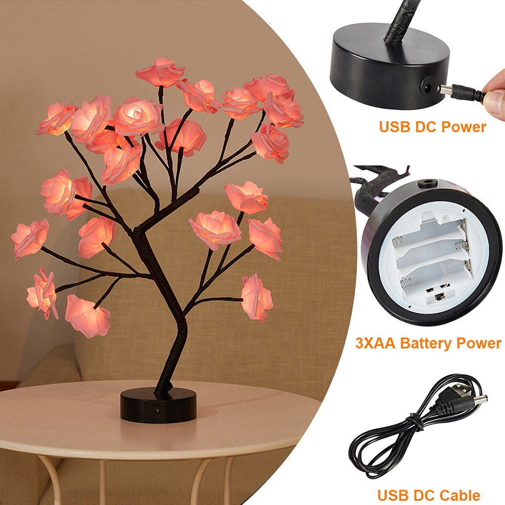 Table Lamp Rose Flower Tree