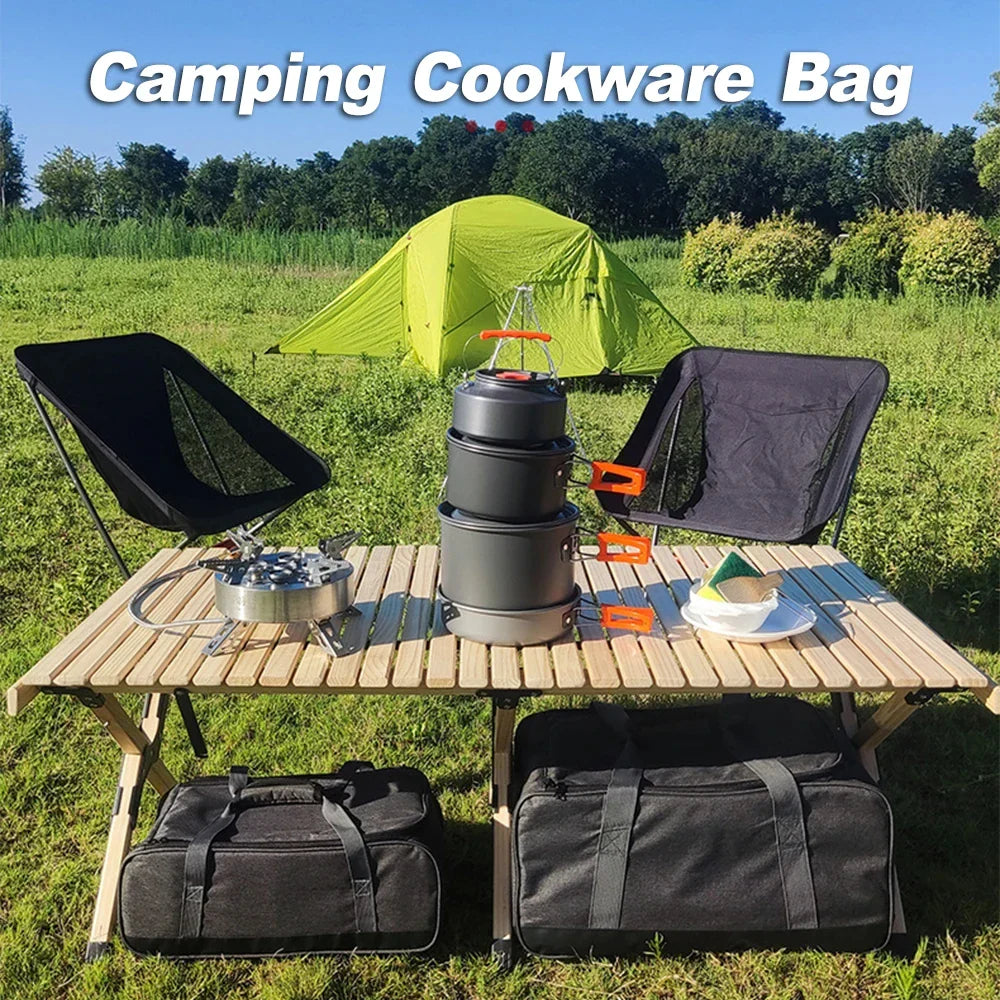Portable Camping Cookware Storage Bag Grey