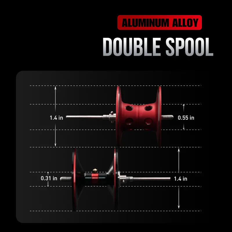 High-Speed Baitcasting Reel Dual Spools Right Hand Black