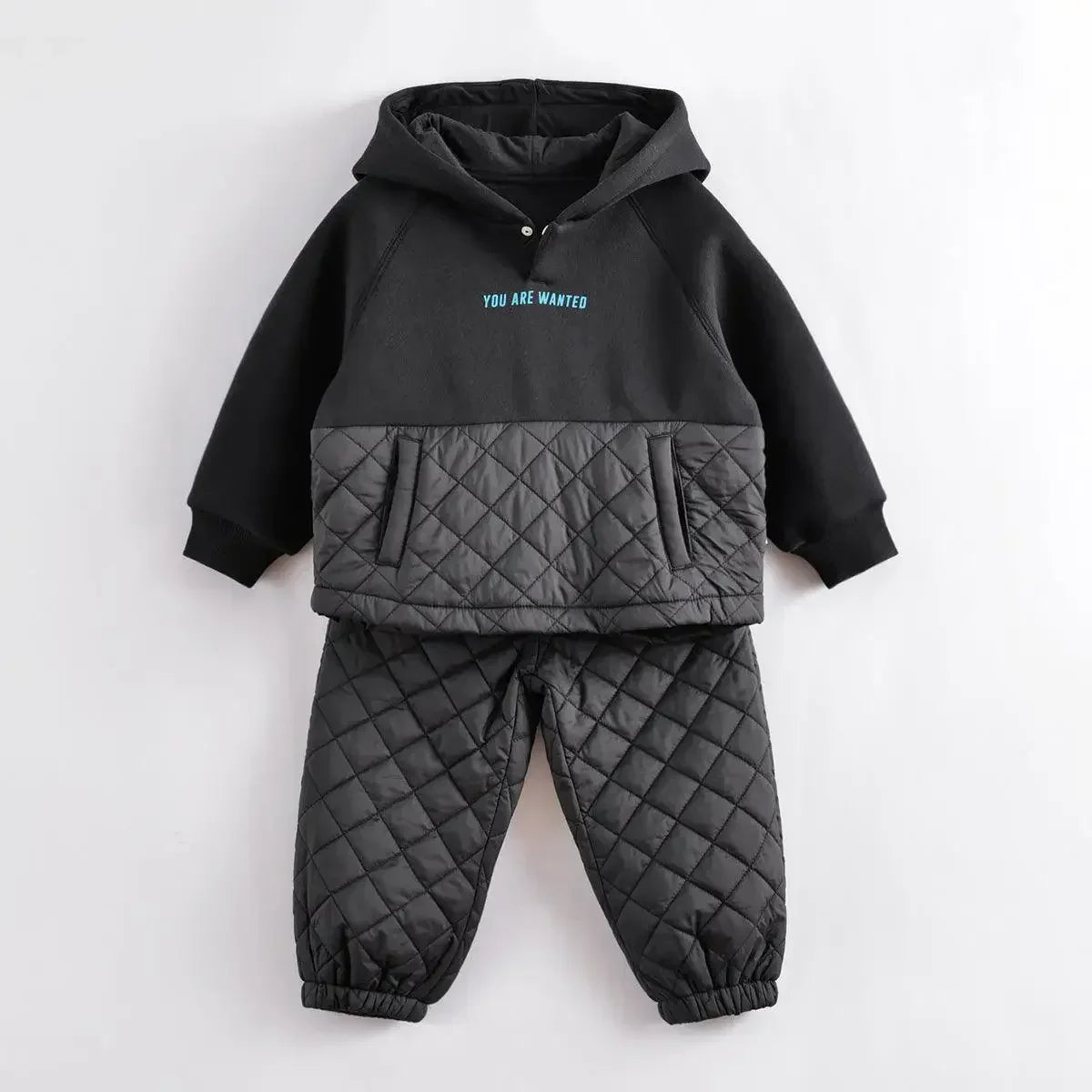 Boys Winter Fashion Stitching Quilted Sports Suit