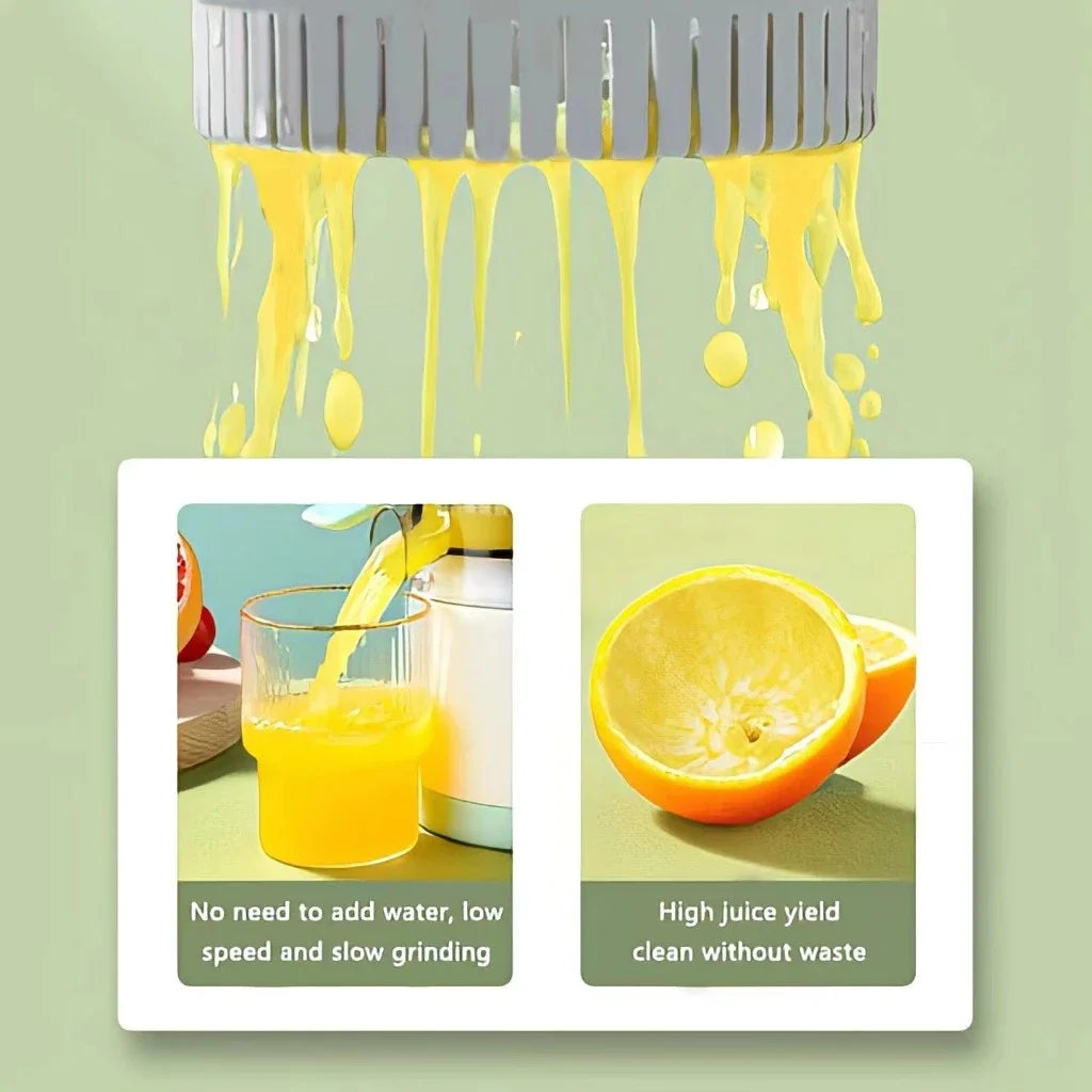 USB Rechargeable Electric Fruit Juicer Single Auger Juice Extractor White