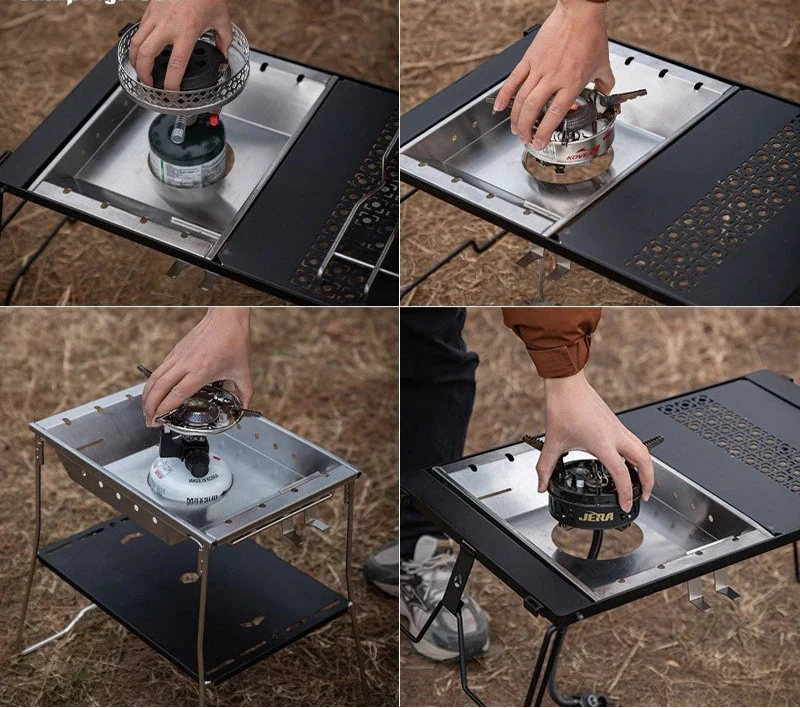 Windproof Furnace Plate Frame Camping Silver