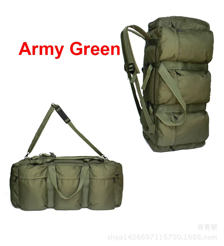 100L Tactical Backpack Waterproof Camping Duffel Green