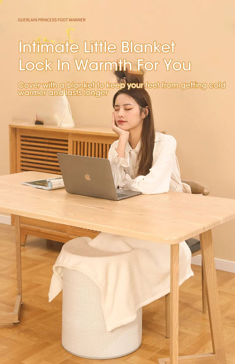 Portable Electric Foot Warmer Heater - Adjustable Thermostat, Foldable Design, 165W, Grey