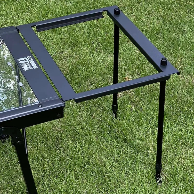 IGT 3-Unit Camping Table Portable Folding Aluminum Alloy BBQ Table Black