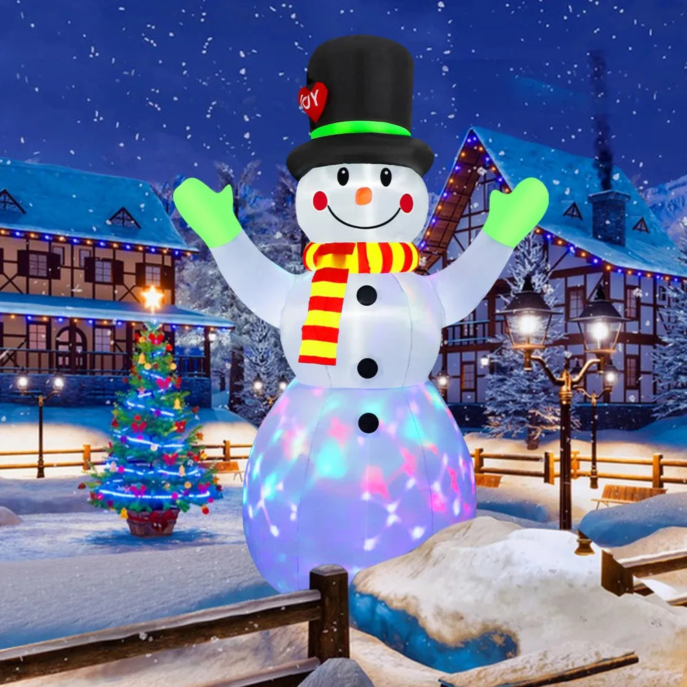 2.4m Rotating Snowman Inflatable Christmas Decoration with LED Lights
