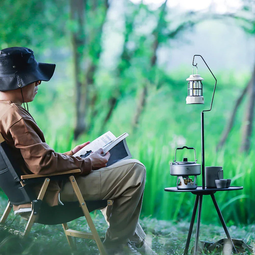 Folding Round Table Portable Telescopic Outdoor Three-legged Dining Table with lamp holder