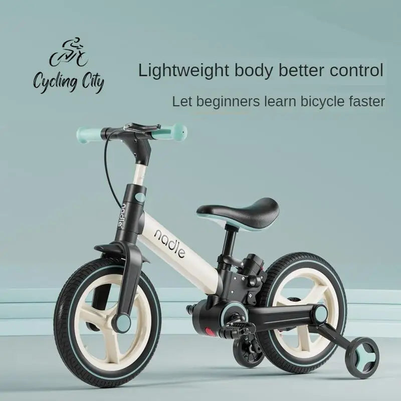2-in-1 Foldable 12-Inch Children's Balance Bike with Chainless PU Tires