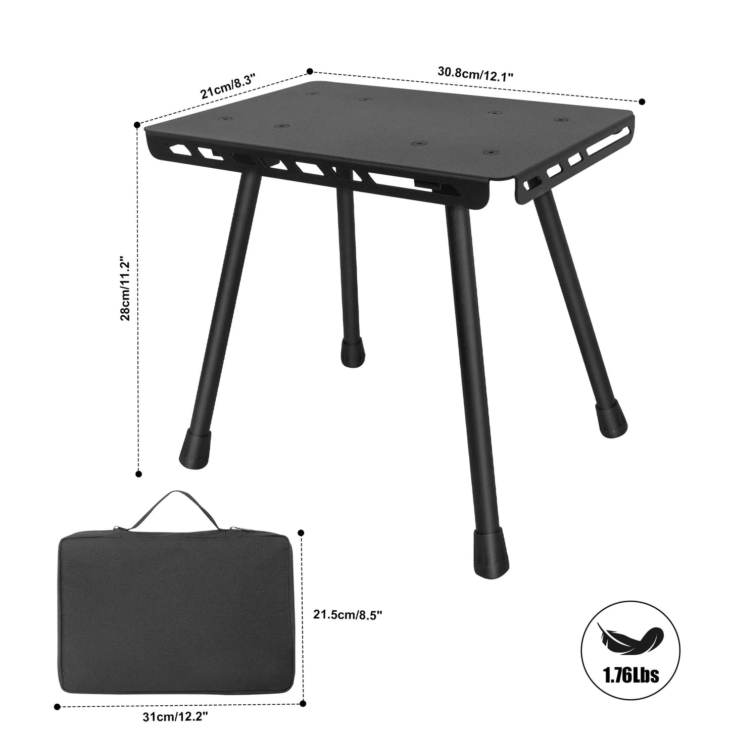 Tactical Folding Table with Utility Buckles Black