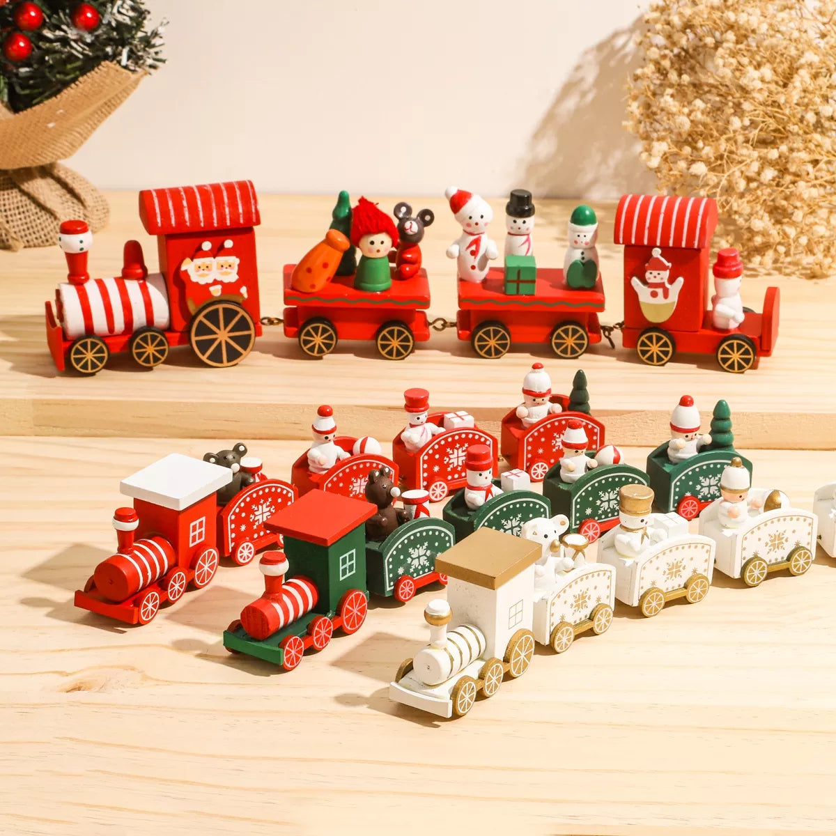 Rustic Wooden Train Christmas Ornament – Festive Merry Christmas Decoration