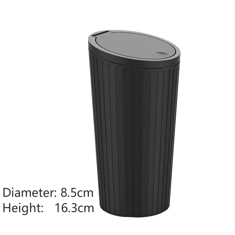 3Pcs Mini Car Trash Bin–Compact Auto Garbage Container Black