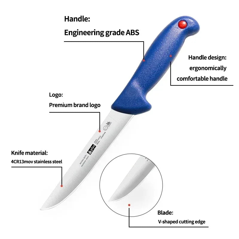 3-Piece Stainless Steel Boning Knife Set Precision Kitchen Knives Blue