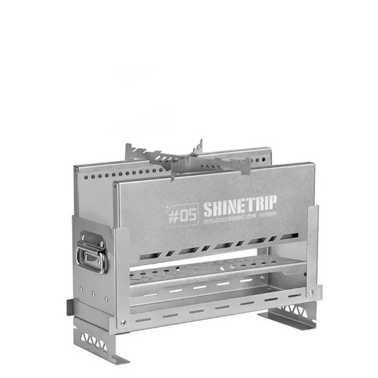 Foldable Secondary-Burn Camping Stove Silver