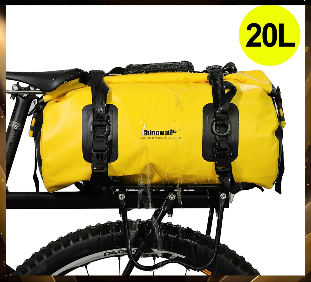 20L Waterproof Bike Pannier Bag Rear Trunk Saddle Bag Yellow