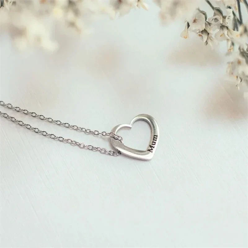 Customizable Heart Engraved Pendant Necklace - Personalized 5 Hearts, Silver