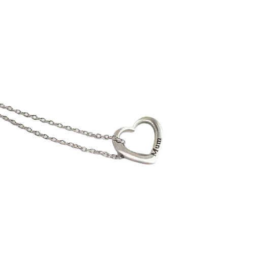 Customizable Heart Engraved Pendant Necklace - Personalized 5 Hearts, Silver