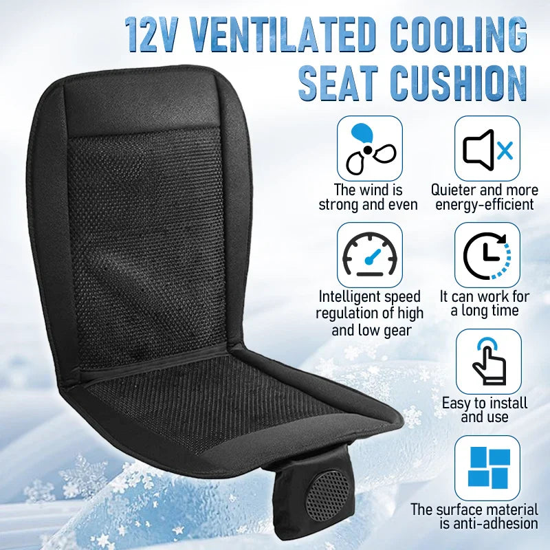 Spacer Car Cooling Seat Cushion–8-Fan Ventilation System Black