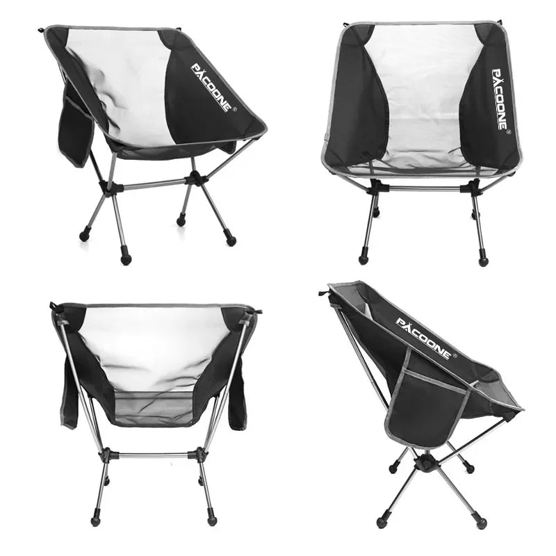 Folding Aluminum Camping Chair Portable High-Load Outdoor Seat Black