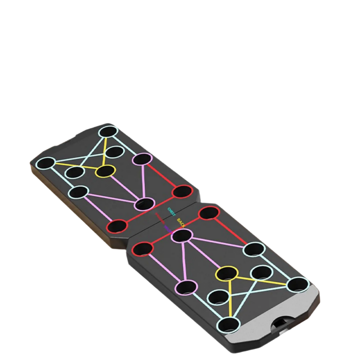 Folding Push-Up Board with Resistance Bands Black