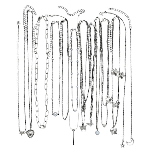 NNEOBA 13-Piece Womens Silver Necklace Set with Charms