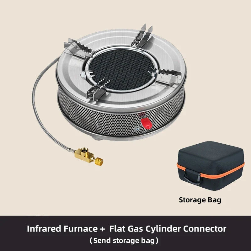 4000W Camping Gas Stove Foldable High-Power Windproof Silver