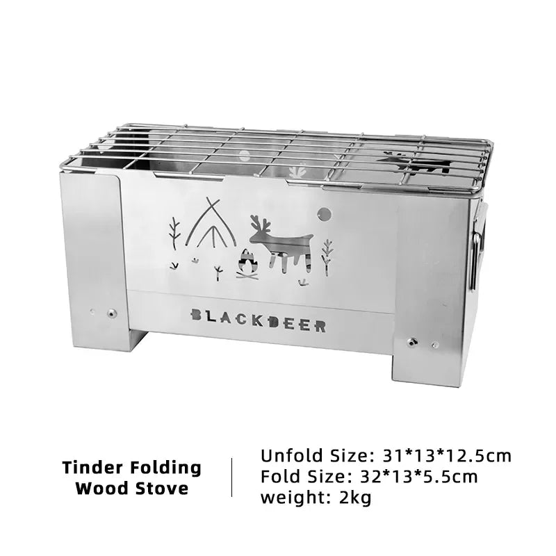 Portable Windproof Wood Stove Camping Grill And Gas Burner