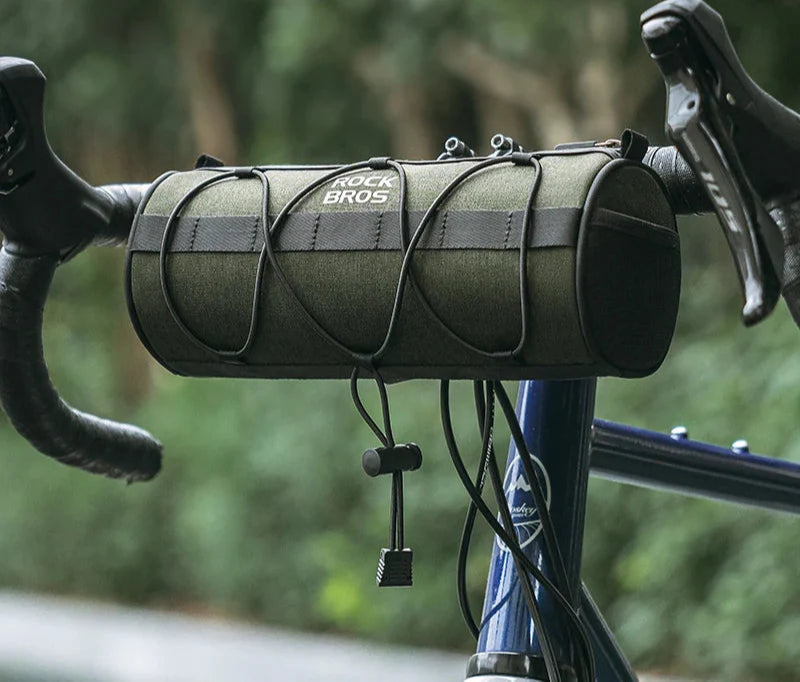 2L Bicycle Handlebar Bag Tube Pannier with Shoulder Strap Green